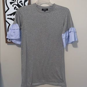 Seersucker Sleeve T Shirt Dress